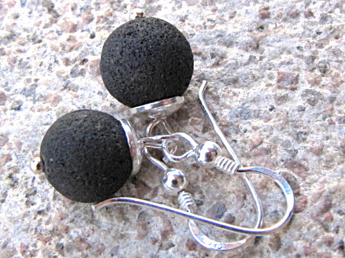 Lava Ohrringe mit Silberkppchen (925/-)